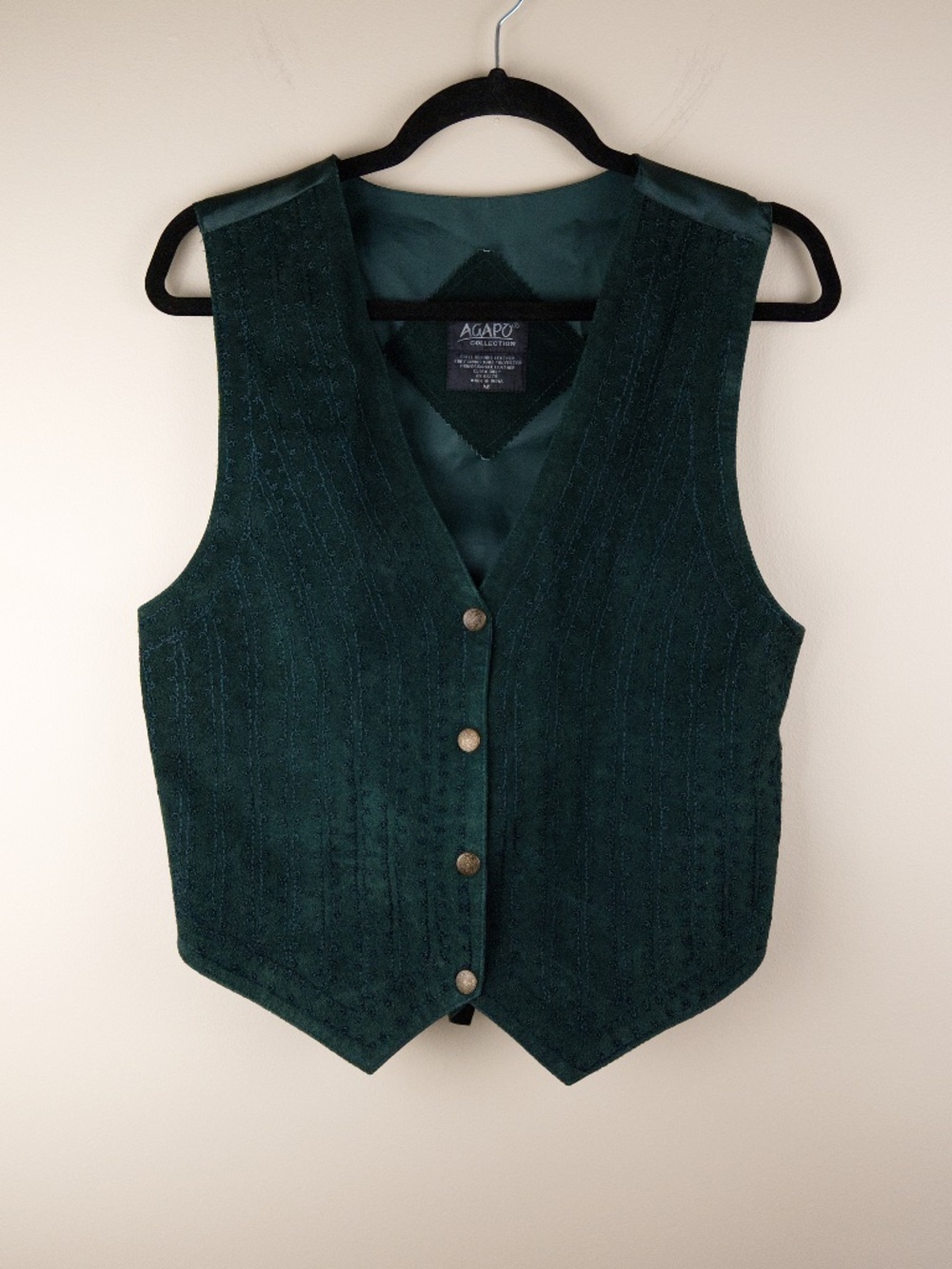 Green Embroidered Suede Western Vest